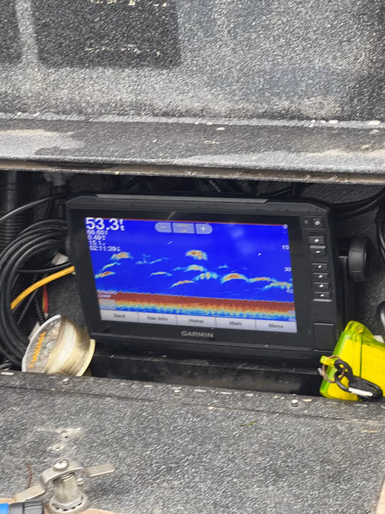 Fish finder sonar screen on a boat